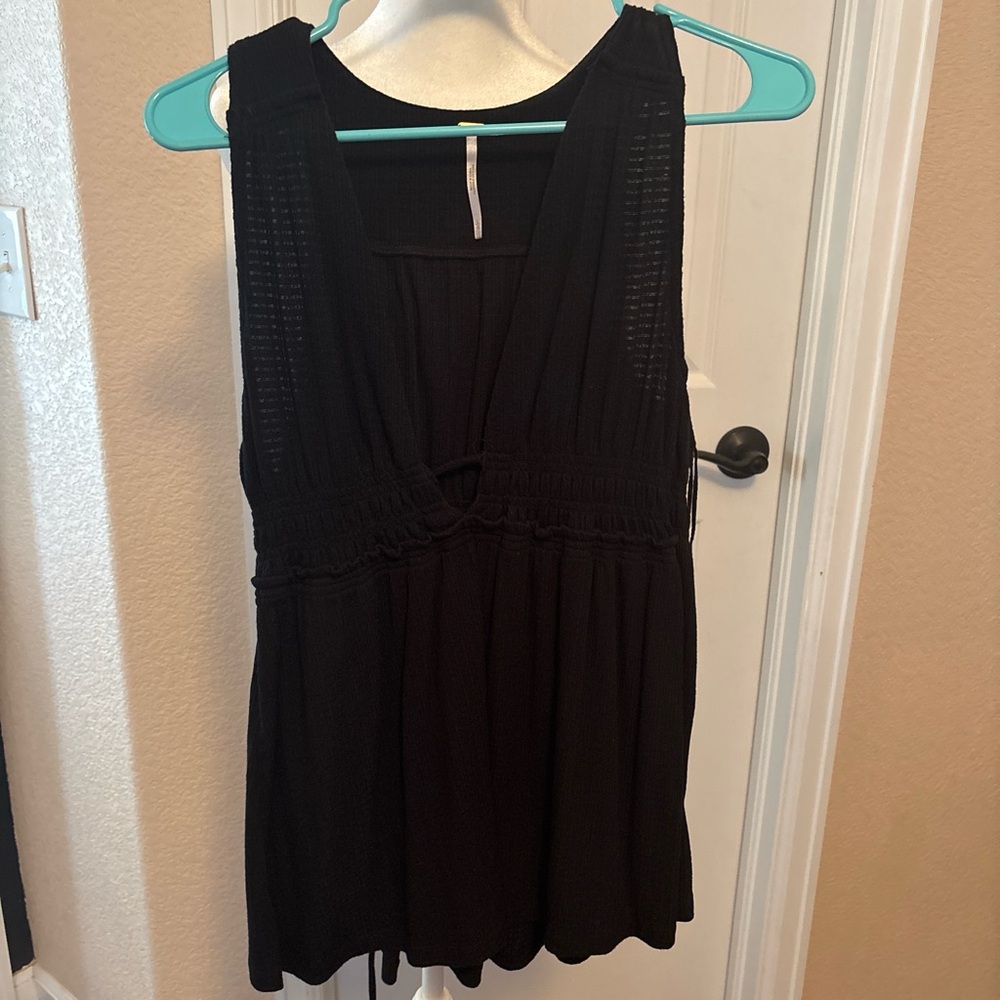Free People Black Sleeveless Blouse